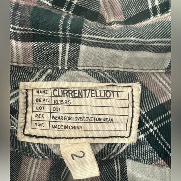 Current Elliott The Prep School Laurel Button Flannel Shirt Size Medium - Picture 4 of 6